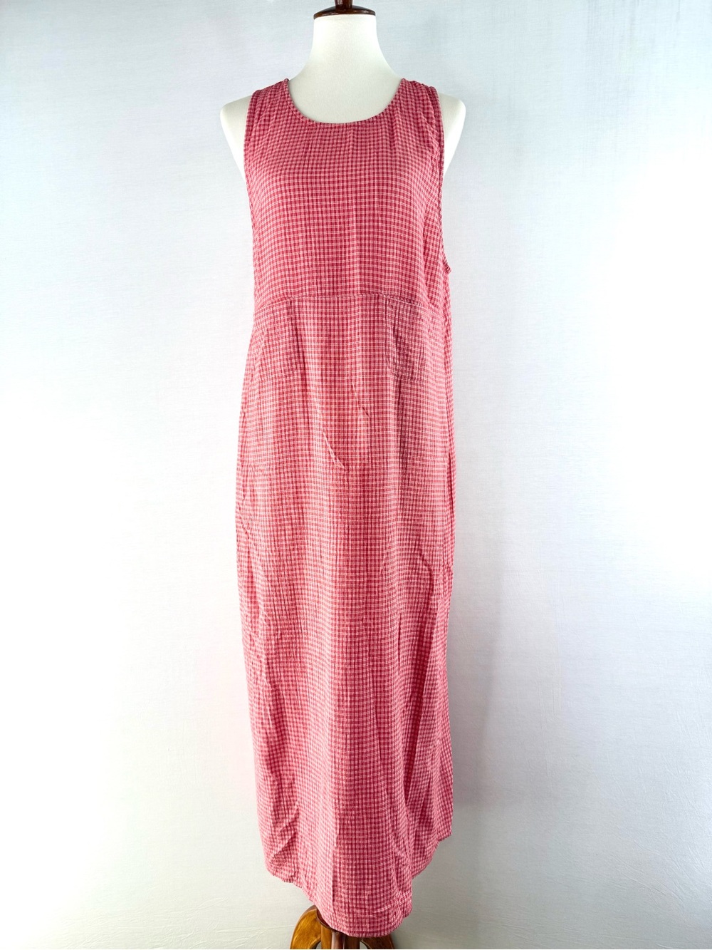 Casual Corner ANNEX Vintage Muted Red Plaid Sleeveless Maxi Dress